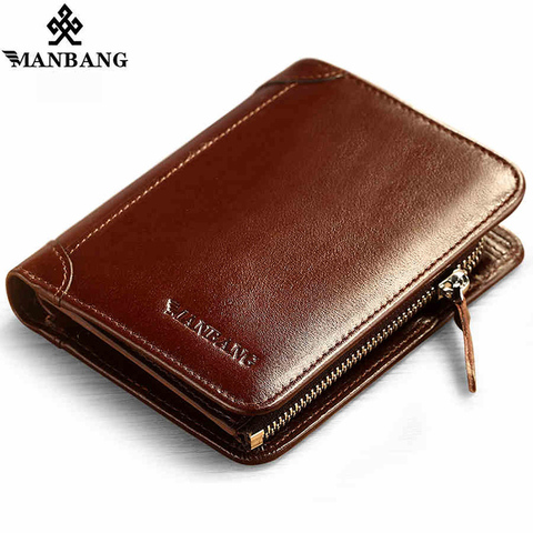 ManBang Time-limited Short Solid  Hot High Quality Genuine Leather Wallet Men Wallets Organizer Purse Billfold Coin Pocket ► Photo 1/6