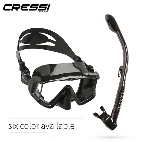 Cressi PANO3 + DRY Snorkeling Set Silicone Skirt Three-Lens Panoramic Scuba Diving Mask Dry Snorkel for Adults ► Photo 1/6