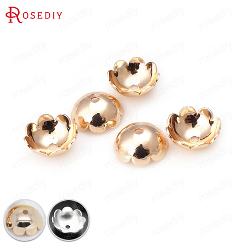 20PCS 8MM 10MM 24K Champagne Gold Color Plated or Silver color Brass Flower Beads Caps High Quality Jewelry Accessories ► Photo 1/6