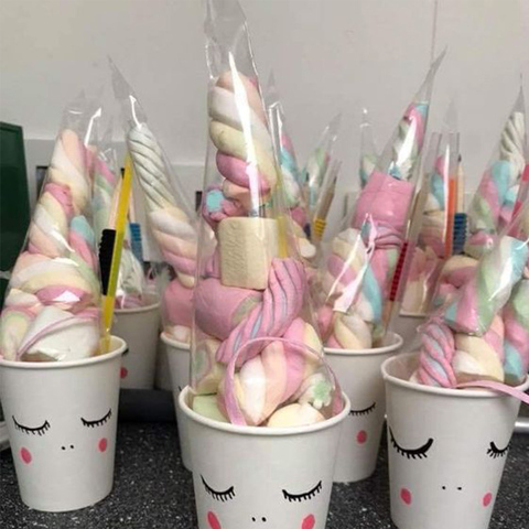 Unicorn Cone Bags 50pcs Cellophane Triangle-Shaped Treat Bags with Twist Ties Snacks Candy Sauce-jam Birthday party decor kids ► Photo 1/6