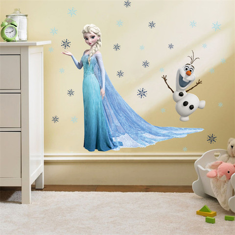 Cartoon diy frozen princess Elsa Anna wall stickers girl Children room background decoration removable kids bedroom poster decal ► Photo 1/4