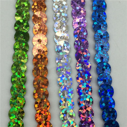 10yard/Lot 6mm Loose Round Flat Sequins Laser Giltter Paillettes Sequins for Crafts Sewing on Cloth Accessory Sequin Trim ► Photo 1/6
