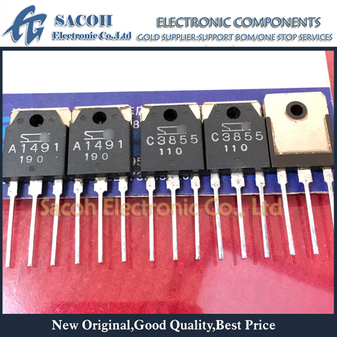 Free shipping 10Pairs 2SA1491 A1491 + 2SC3855 C3855 TO-3P Silicon NPN + PNP Audio amplifier transistor ► Photo 1/6