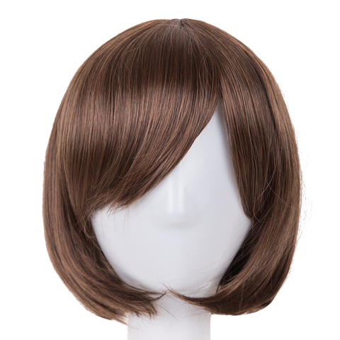 Short Wavy Wig Fei-Show Synthetic Heat Resistant Fiber Light Brown Student Bob Women Hair Cosplay Halloween Carnival Hairpiece ► Photo 1/3