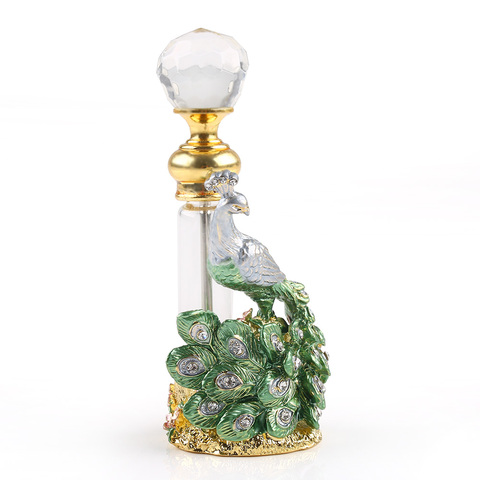 10ml Antique Green & Gold Peacock Vintage Refillable Empty Perfume Bottle Gifts ► Photo 1/6