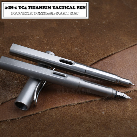 High Quality Titanium TC4 Tactical Pen 2-In-1 Fountain Ink Pen Self Defense Business Pen EDC Tool Gift Dropshipping ► Photo 1/6