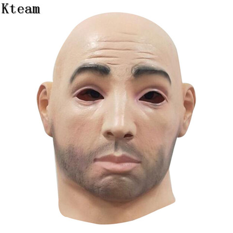 Funny!! Realistic Latex Crossdress Mask Male Man Disguise Goatee Beard mask Halloween Cosplay Masquerade prop Costumes Accessory ► Photo 1/5