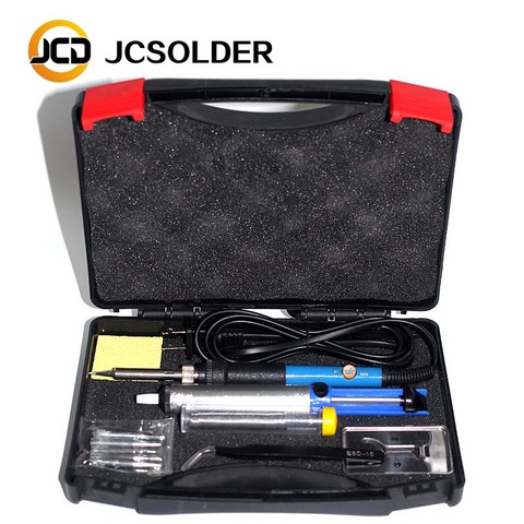 JCDsolder 60w 220v Adjustable Temperature Soldering Iron Kit+5 Tips+Desoldering Pump+Soldering Iron Stand +Tweezers+ Solder Wire ► Photo 1/6
