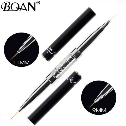 BQAN Black Double Head Crystal Handle 9mm&11mm Drawing Brush Liner Brush Painting Pen Gel Polish Crystal Nail Art Manicure Tools ► Photo 1/5
