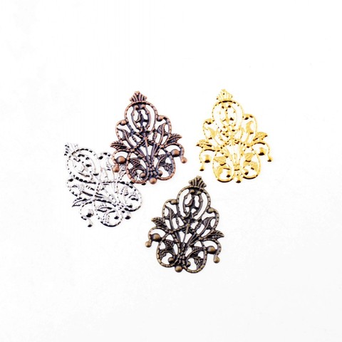 Free shipping 30Pcs Filigree Wraps Flower Connectors Metal Crafts Gift Decoration DIY Findings 26x35mm ► Photo 1/3