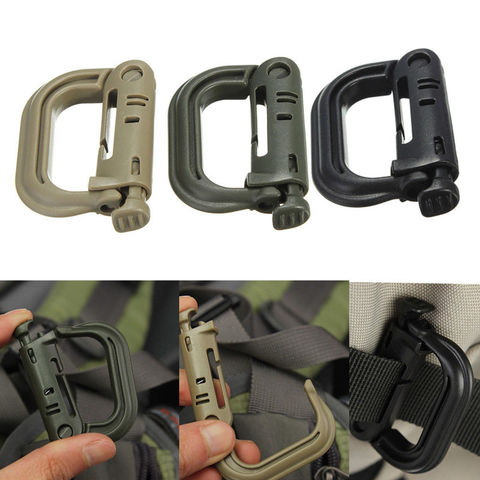Attach Plasctic Shackle Carabiner D-ring Clip Molle Webbing Backpack Buckle Snap Lock Grimlock Camp Hike Mountain climb Outdoor ► Photo 1/4