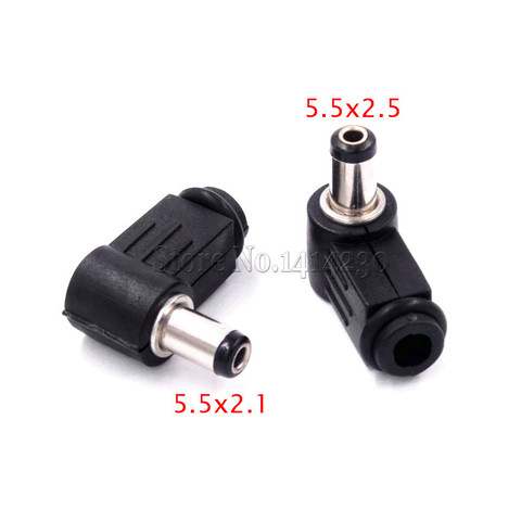 5Pcs Black 2.1mm x 5.5mm 2.5mm x 5.5mm DC Power Male Plug Jack Adapter 90 Degree Male ► Photo 1/1