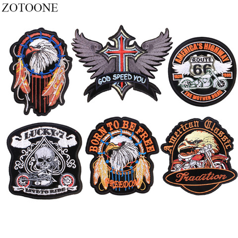 ZOTOONE Iron on Punk Patches for Clothes Jacket Applique Embroidery Motorcycle Eagle Patch Stickers Sew on Fabric Badge DIY ► Photo 1/6