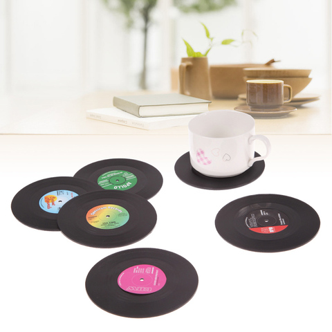 6Pcs/set Retro Vinyl Drink Coasters Table Cup Mat Home Decor CD Record Coffee Drink Cup Placemat Tableware Gadgets ► Photo 1/6