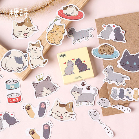 45pcs/pack Playful Cats Cute Decorative Stickers Scrapbooking Stick Label Diary Journal Stickers Stationery Album Stickers ► Photo 1/5