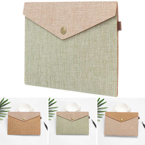1PC A4/A5 Big Capacity Simple Document Bag Imitation Linen Canvas Felt File Bag Briefcase File Folders Portable Organizer ► Photo 1/6