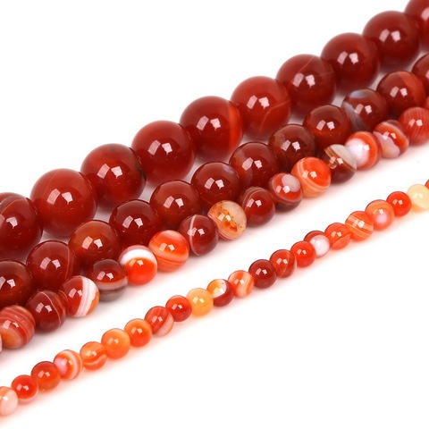 Red Beads Round Carnelian Selectable 4 6 8 10 mm Natural Stone Loose Spacer Beads For Jewelry Making Diy Bracelet Necklace ► Photo 1/6