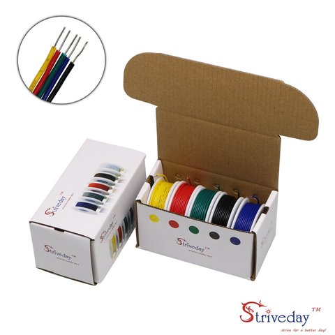 20 22 24 26 AWG Hook Up Wire 1007 PVC Soild wire Kit box Electric wire 20-26 gauge 300V Cable (19.6ft Each Color) ► Photo 1/6
