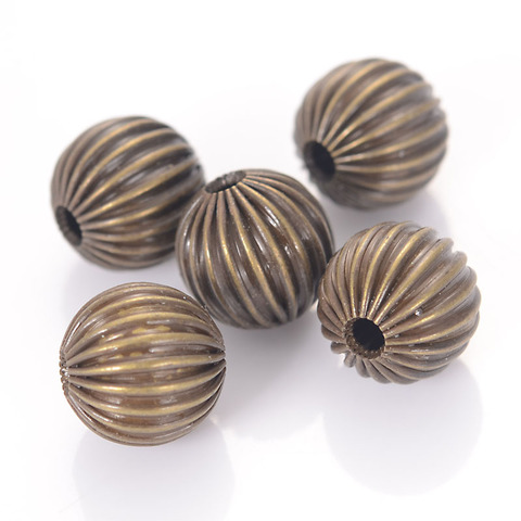 Miasol 10 Pcs Antique Bronze Plated Color Hollow Metal Stripe Round Spacers Beads For Diy Jewelry Making Accessories ► Photo 1/3