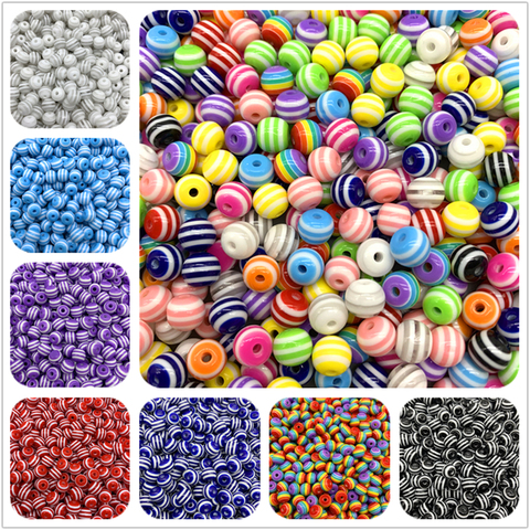 6mm 8mm 10mm Resin Spacer Beads Round Beads Stripe Spacer Beads For Jewelry Making DIY Bracelet Necklace Accessories ► Photo 1/6