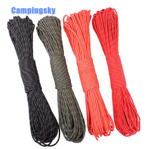 CAMPINGSKY 550 Reflective Paracord Parachute Cord Lanyard Tent Rope Mil Spec Type III 7 Strand Paracord For Hiking Camping ► Photo 1/6