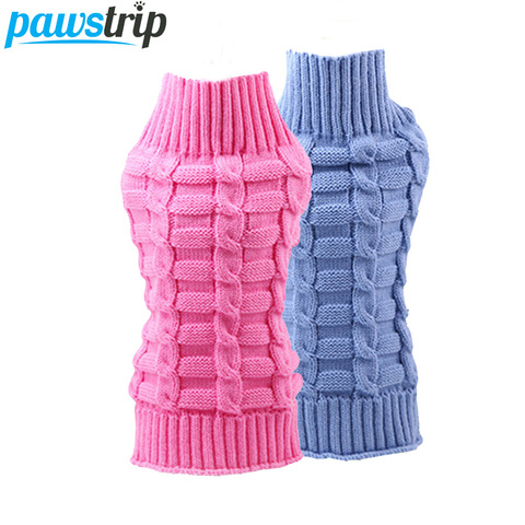 pawstrip 8 Colors Knitted Dog Clothes Warm Small Dog Jumper Winter Dog Sweater Coat Turtleneck Warm Cat Sweater Clothing XS-XL ► Photo 1/6