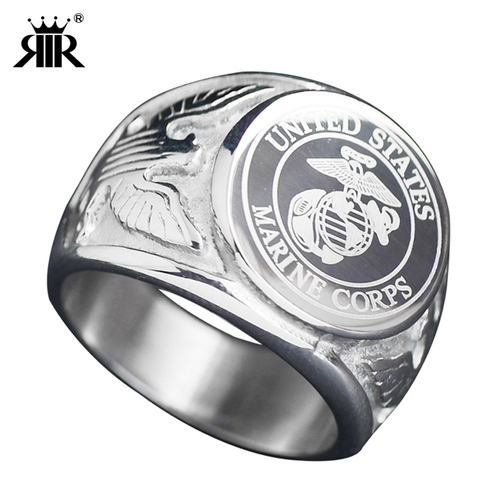 RIR USA Military Ring United States MARINE CORPS US ARMY Men Signet Rings Fashion Stainless Steel Jewelry ► Photo 1/6