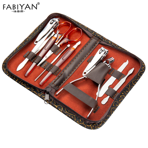 Set 10in1 Pedicure Manicure Nail Art Cuticle Clippers Nipper Scissors Cleaner Grooming Stainless Steel Kit Case Tool ► Photo 1/6