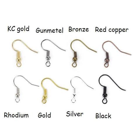200pcs KC Gold/Silver/Gun black/Antique Bronze/Gold/Copper Ear Wire Hook for DIY Earrings Hooks Findings components Accessories ► Photo 1/6