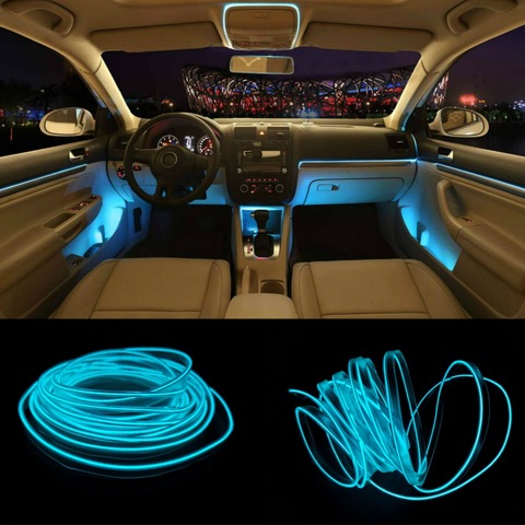 LED Car Interior EL Wire Neno Lights Auto Atmosphere Tube Rope