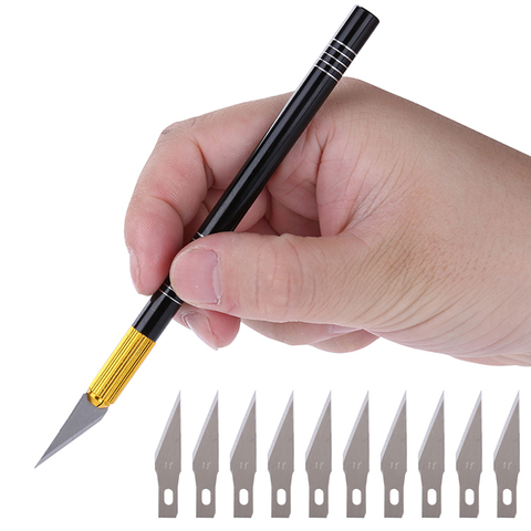 12pcs/lot Art Wood Carving Knife Scalpel Cutter Aluminium Alloy Handle DIY Crafts Drawing Engraving Pen Knives Carpenter Tools ► Photo 1/6