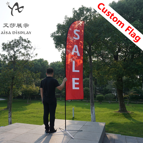 free shipping custom beach flags and feather flag pole with base outdoor advertising banners cheap promotion pringting flag kit ► Photo 1/6