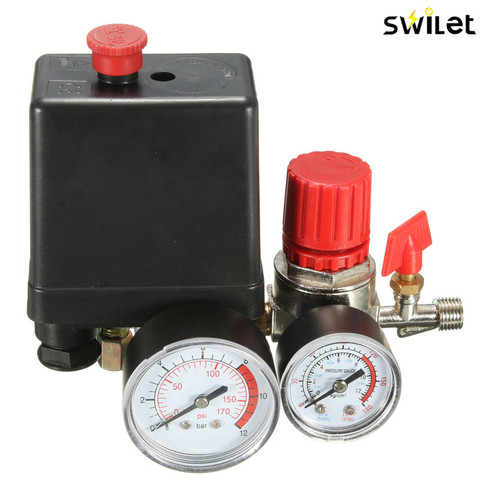 Air Compressor Pressure Valve Switch Manifold Relief Regulator Gauges 7.25-125 PSI 240V 15A Popular ► Photo 1/6