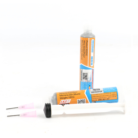 HK MECHANIC 2pcs XG Z40 + Needle + Squeeze Tube BGA Solder Flux Paste Soldering Tin Cream Sn63/Pb37 25-45um XG-40 ► Photo 1/2