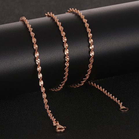 2mm Men Women 585 Rose Gold Color Twisted Water Wave Bracelet/Necklace Chains Jewelry ► Photo 1/4