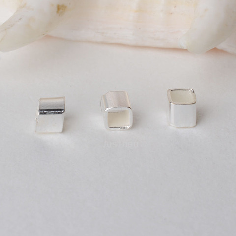 solid 925 sterling silver Square tube, spacer loose bead with 1.8mm hole jewelry diy components accessories ► Photo 1/3