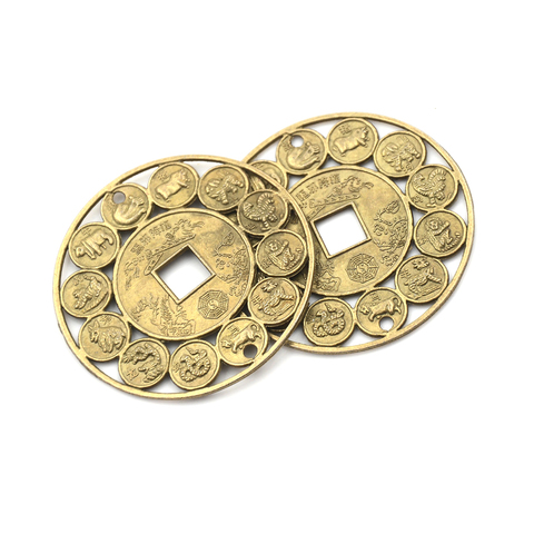 1PCS Diameter:4.5cm Zinc alloy Auspicious Lucky Chinese Zodiac Feng Shui Coin For Good Luck Amulet Prosperous Protection ► Photo 1/6