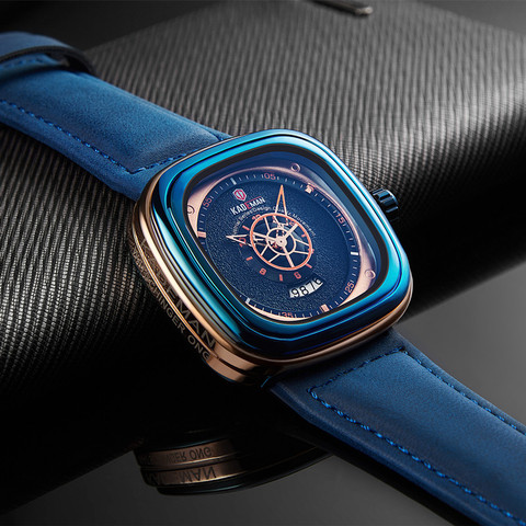 2022 Luxury Men Watches New Fashion Square Quartz Watch TOP Brand KADEMAN Casual Leather Wristwatches Business Relogio Masculino ► Photo 1/6