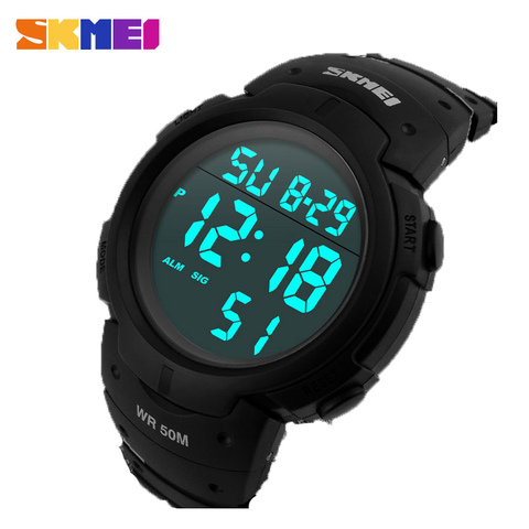 SKMEI Outdoor Sport Watch Men Big Dial Fashion Simple Watches Calendar PU Strap 5Bar Waterproof Digital Watch reloj hombre 1068 ► Photo 1/6