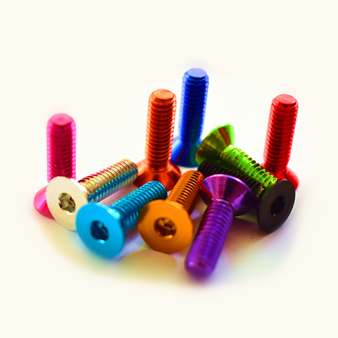 10pcs M4 M5 M6 Colorful Aluminum Flat Screws Flat Hex Socket Countersunk head Screws ► Photo 1/3