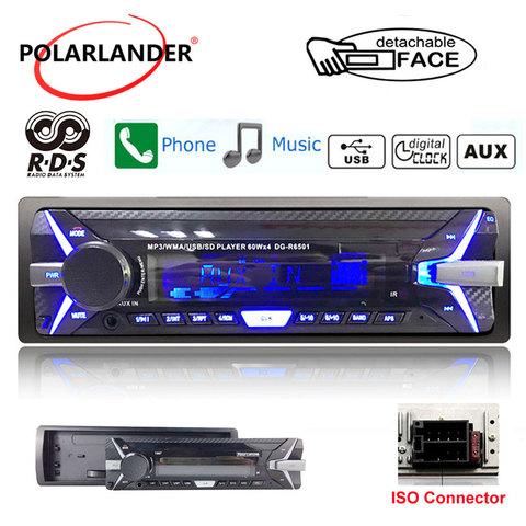 Car Radio Player Audio Stereo Music Player Car Kit In-Dash FM Stereo RDS Audio 1 din AUX/SD/USB MP3 Player Removable Front Panel ► Photo 1/6