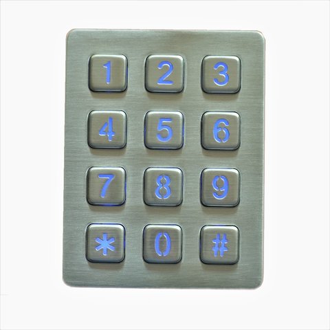 Rugged vandal proof illuminated 12 keys metal numeric keyboard Stainless steel keypad with leds for access control system, kiosk ► Photo 1/6