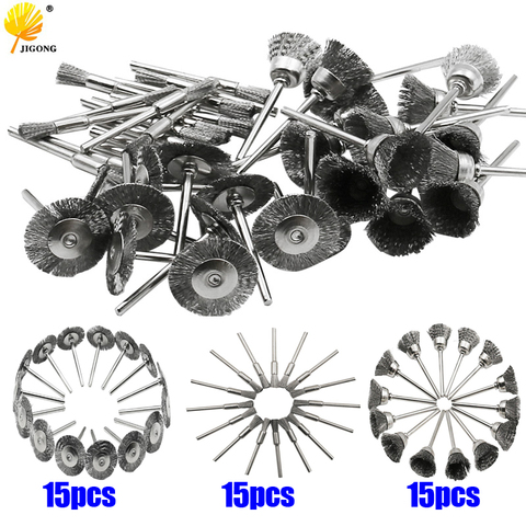 45pcs mini rotary stainless steel wire wheel wire brush small wire brushes set accessories for dremel mini drill rotary tools ► Photo 1/6