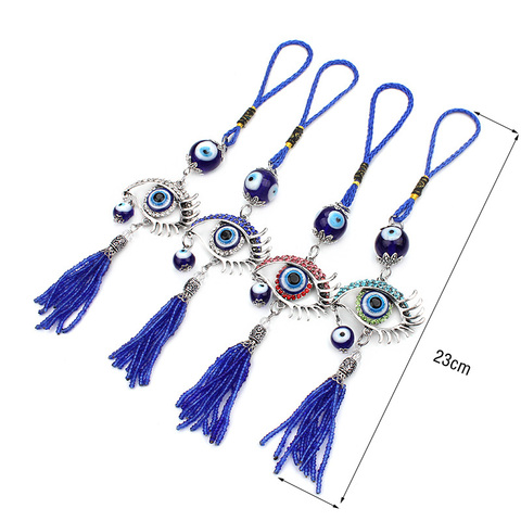 1PC 4 Colors Glass Evil Eye Pendant Charm Silver Plated Home Hanging Fine Jewelry Key Ring ► Photo 1/1