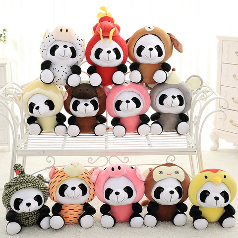 1pc 20/40cm Kawaii Chinese Zodiac Panda Plush Toy Stuffed Soft Animals Mouse Cattle Dog Rabbit Plush Doll Cute Gift for Children ► Photo 1/6