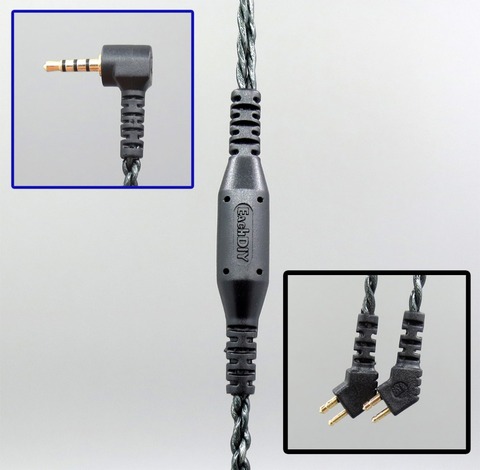 LN005997 2.5mm 3.5mm  TRRS Balanced 22Ohm 100 Ohm Silver Foiled Earphone Cable For Etymotic ER4B ER4PT ER4S ER6I ER4 ► Photo 1/6