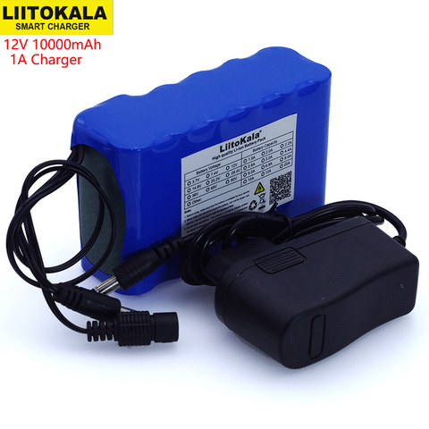 Liitokala 12V 10Ah 18650 li-lon battery pack 10000mAh with BMS Circuit Protection Board DC 5.5*2.1mm+ 12.6V 1A Charger ► Photo 1/5