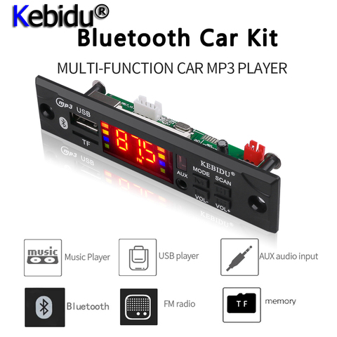 kebidu MP3 Player DC 12V 5V Wireless Bluetooth Audio Module MP3 WMA Decoder Board USB FM TF Radio For Car MP3 Accessories  ► Photo 1/6
