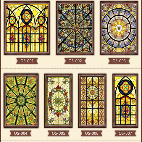 Custom size electrostatic frosted stained glass window film church foil door stickers PVC drop-shipping window stickers 40x70cm ► Photo 1/6