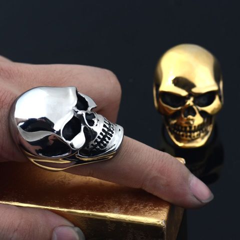 Valily Vintage Men's Stainless Steel Skull Rings Silver-Color